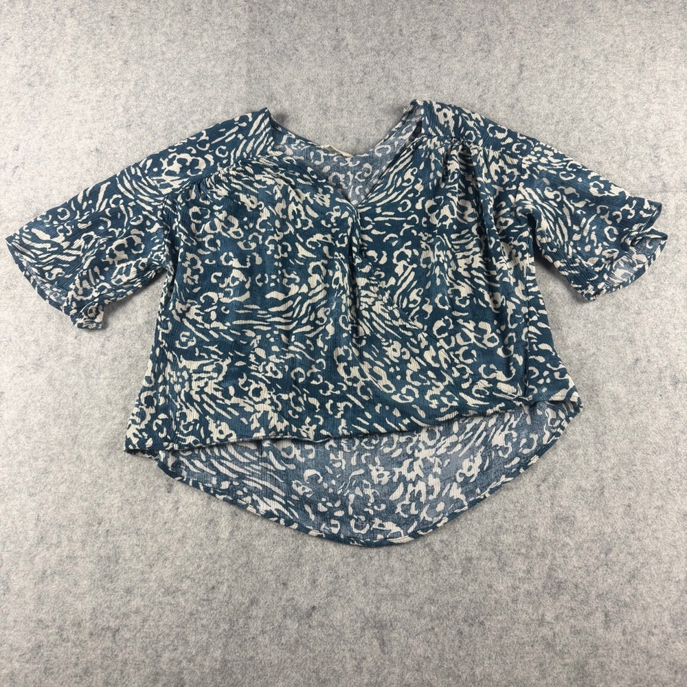 Millibon Blue and Cream Patterned Blouse